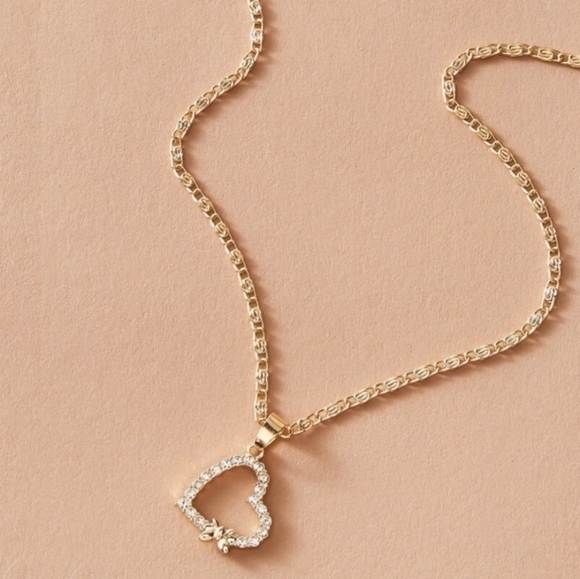 Rhinestone Heart Pendant Necklace - Picture 1 of 6